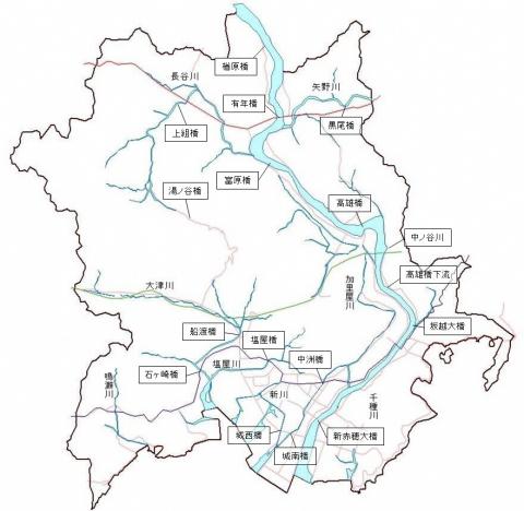 河川水質調査地点の地図