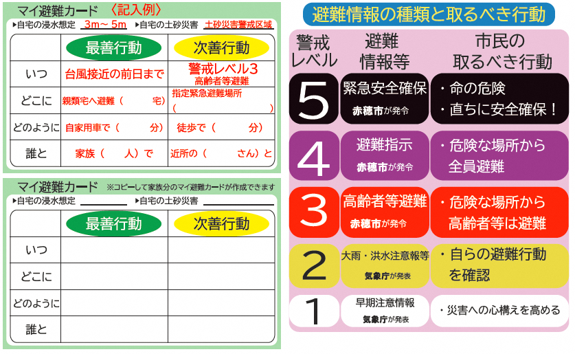 画像：マイ避難カードの記入例