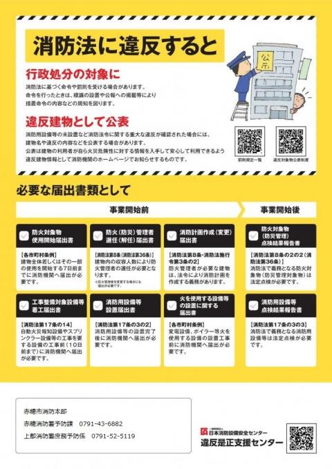 消防法令違反に関するチラシの裏面